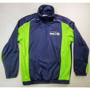 Official NFL Seattle‎ Seahawks Pullover Mens L Jacket 1/4 Zip Sweatshirt Neon